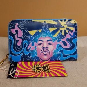 Loungefly Jimi Hendrix Psychedelic Glow Landscape Zip Around Wallet NEW